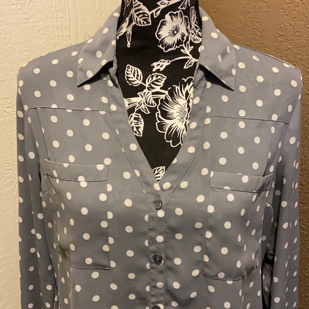 Gray Polka Dot Women's Top